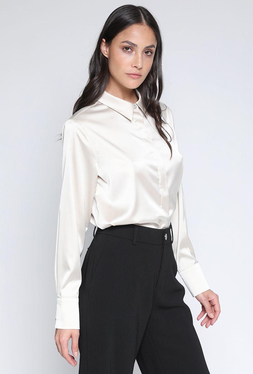 Camisa Satinada Beige Liola-1