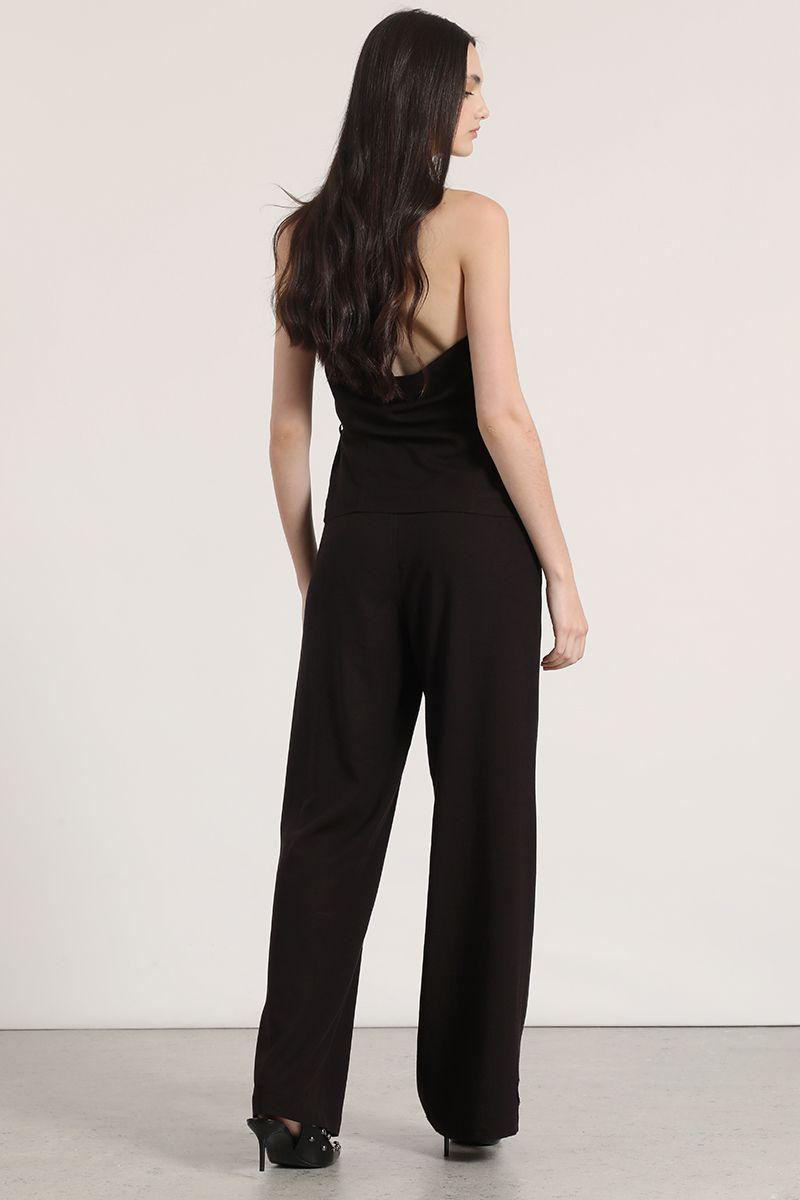 Pantalón ancho lino mujer Liola. negro-6