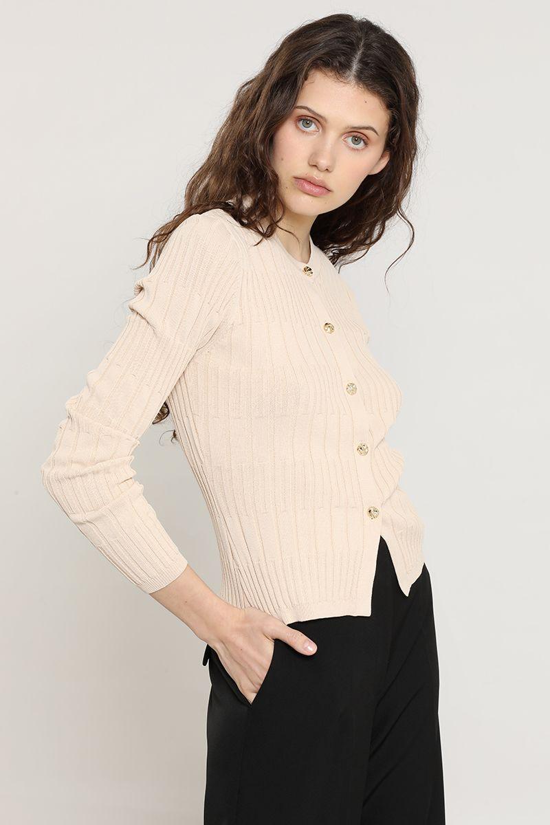 Cardigan punto, boton fantasia, beige Liola-2