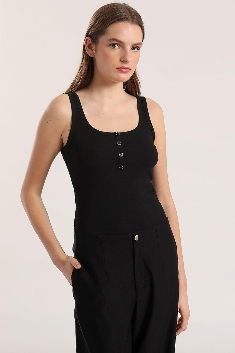 Top con botones Liola mujer negro-2