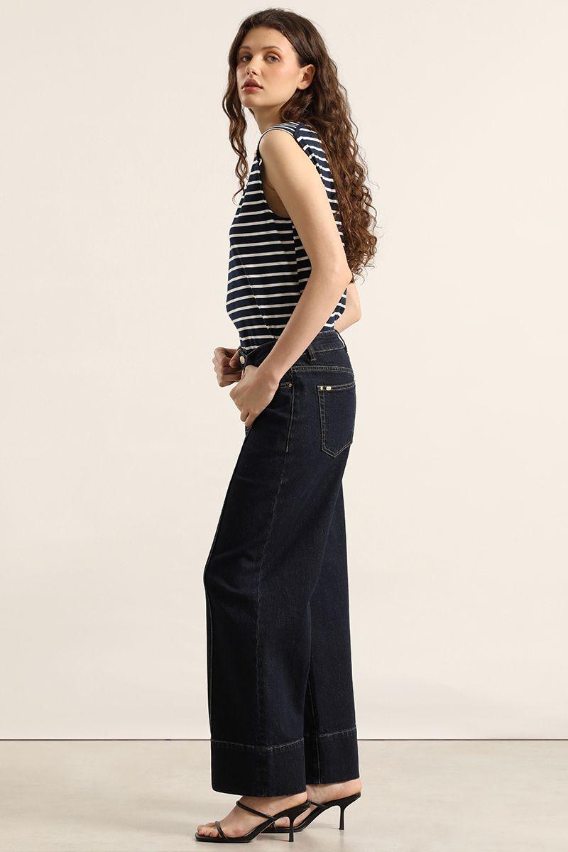 Jeans wide leg, indigo Liola-2