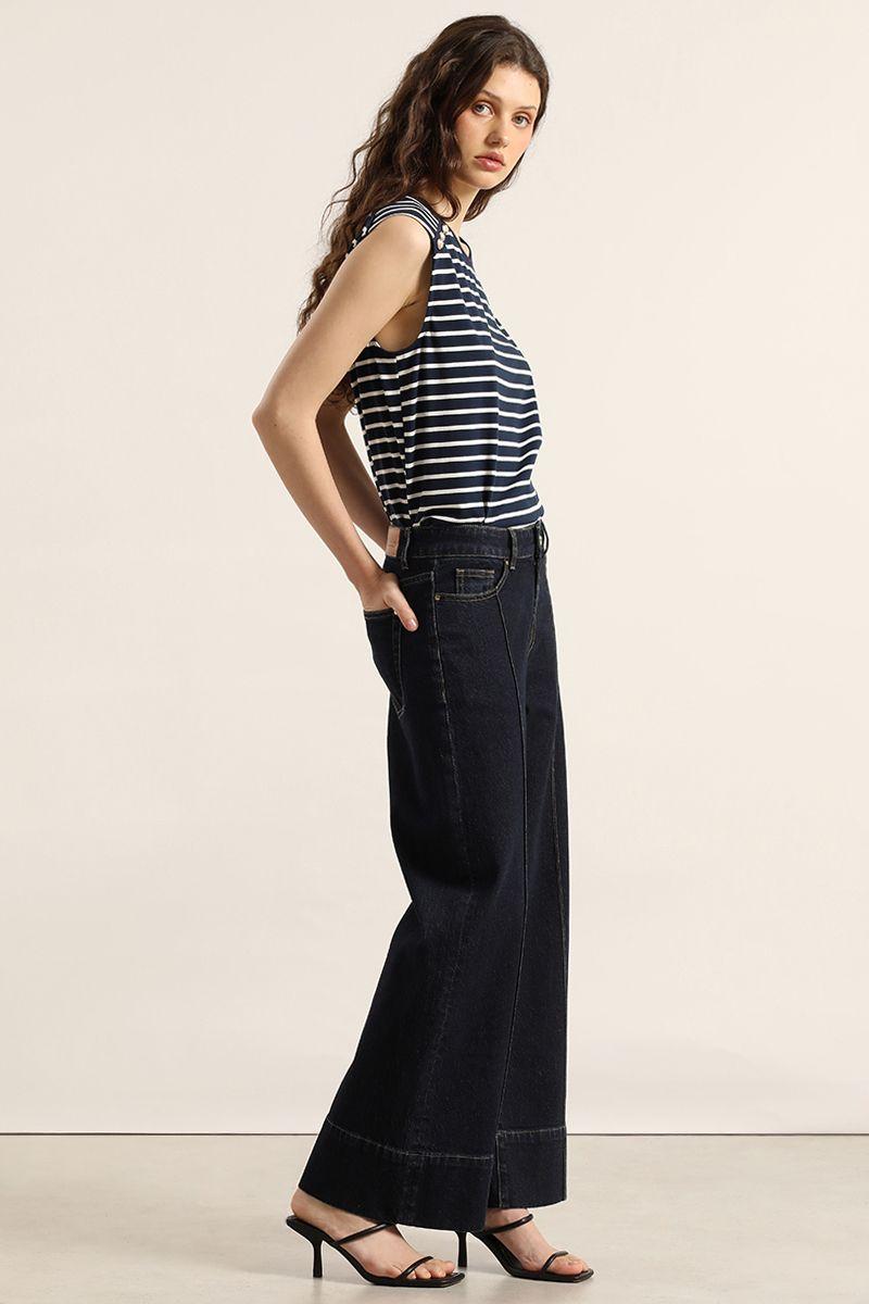 Jeans wide leg, indigo Liola-3