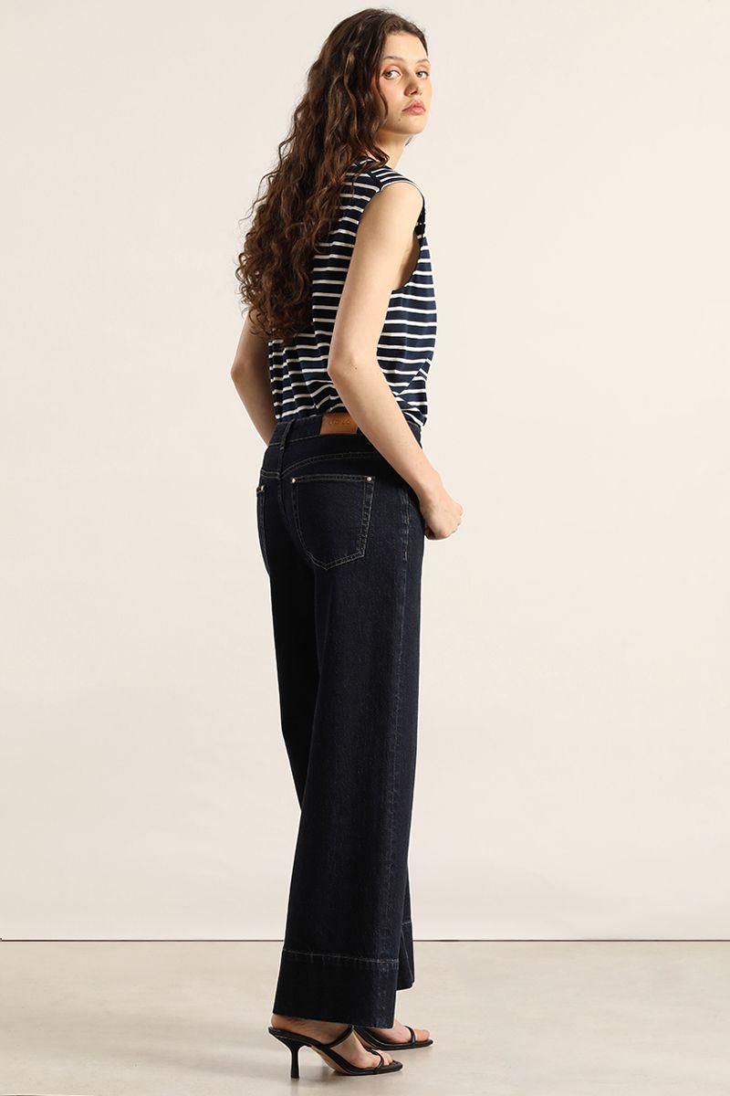 Jeans wide leg, indigo Liola-4