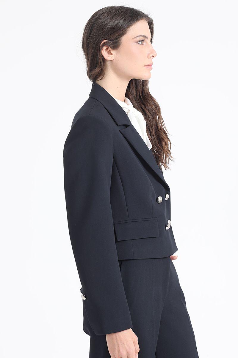 Chaqueta Crop Cruzada, Negro Liola-3