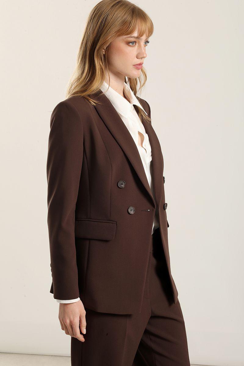 Blazer entallado, cuello smoking, chocolate Liola-2
