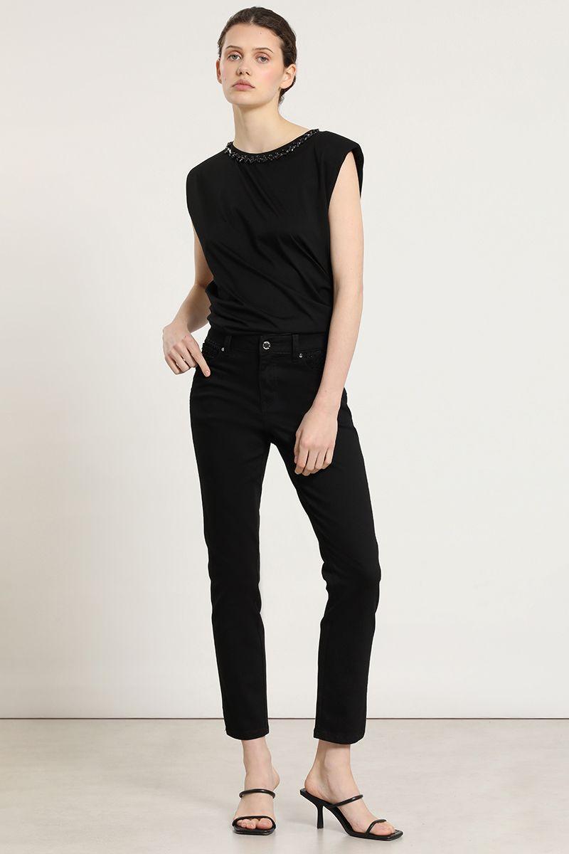 Jeans color, skinny, negro Liola-2