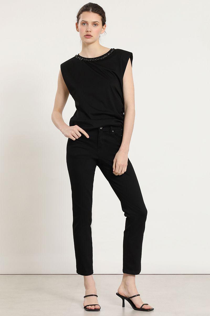 Jeans color, skinny, negro Liola-4