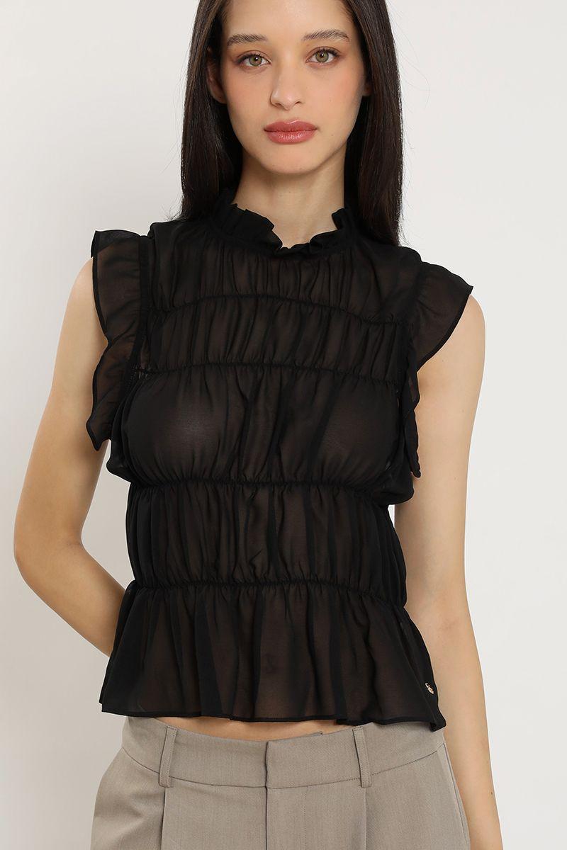 Top semitransparente, paneles elasticados, negro Liola-2