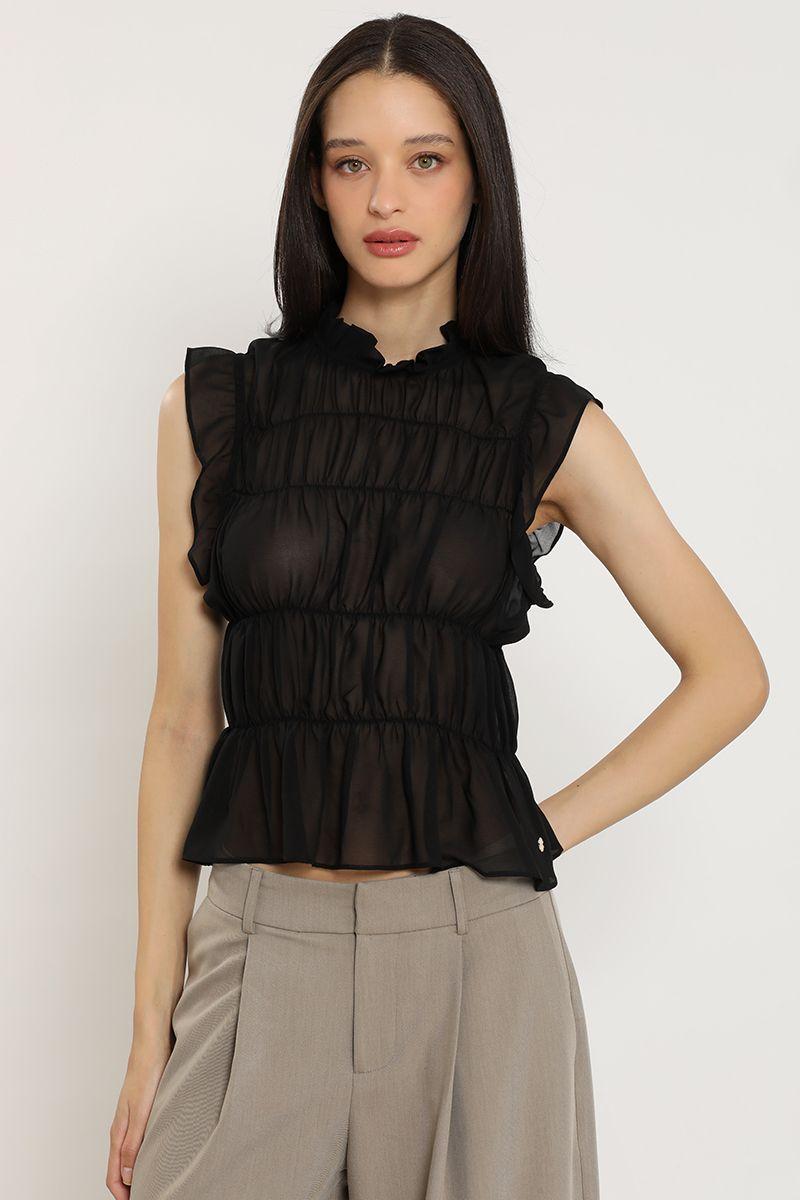 Top semitransparente, paneles elasticados, negro Liola-6