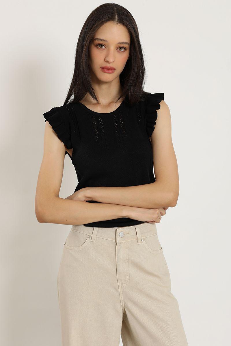Top punto fantasia, negro Liola-2