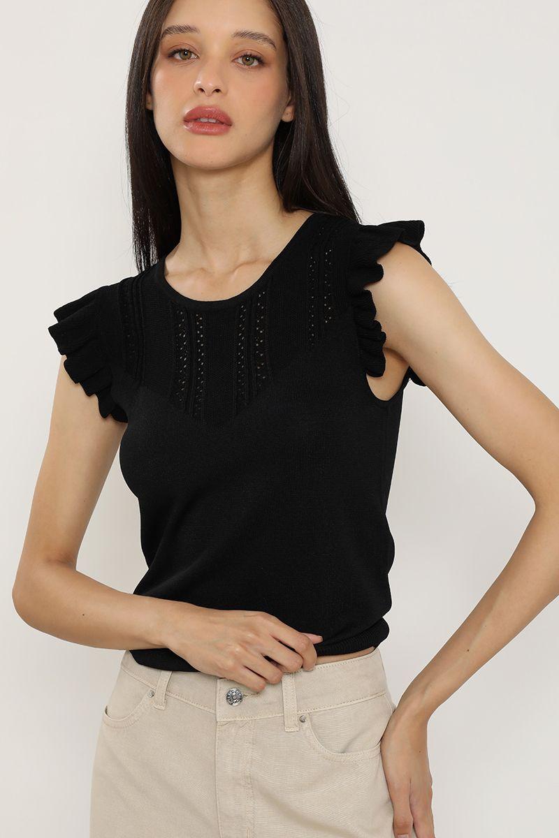 Top punto fantasia, negro Liola-4