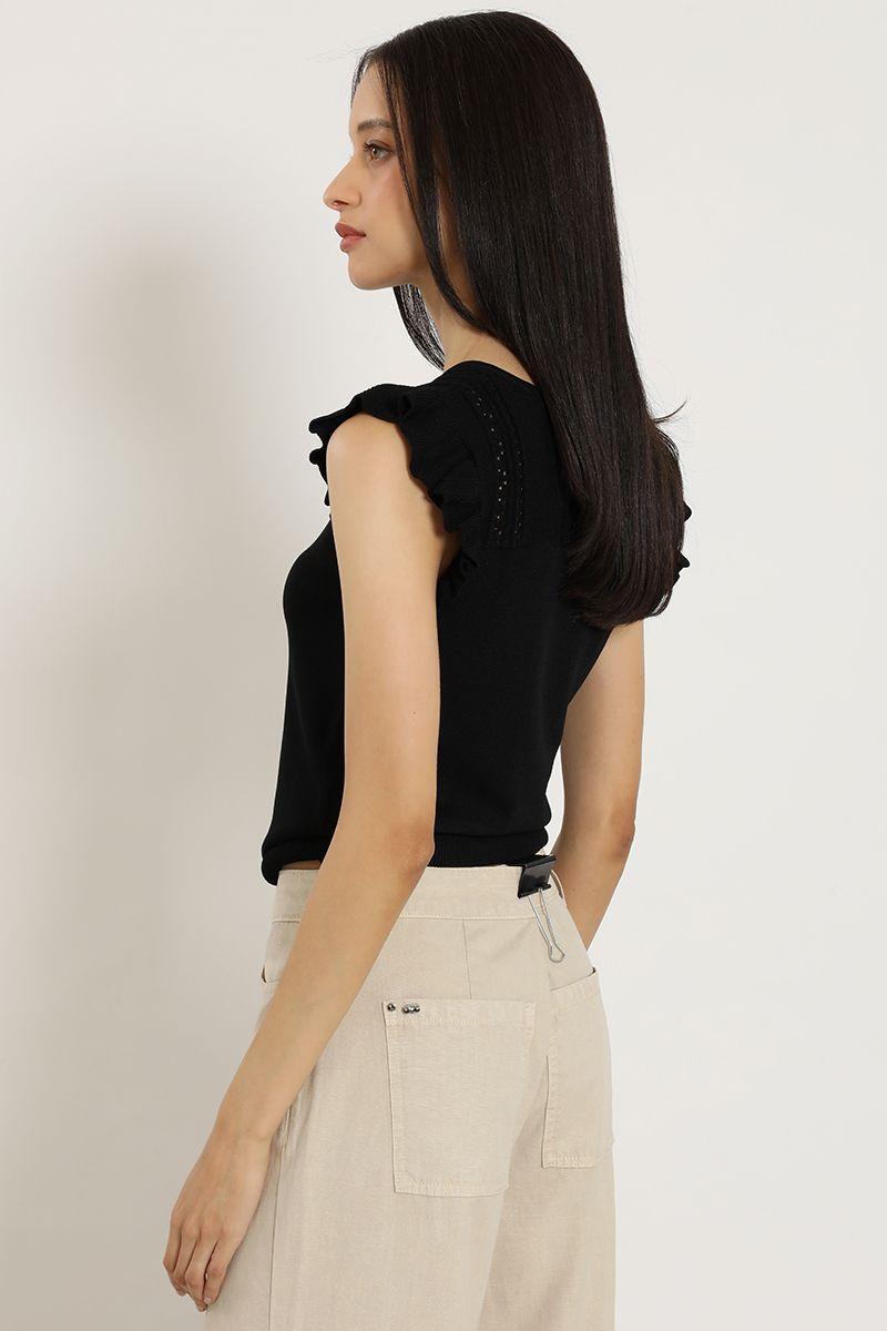 Top punto fantasia, negro Liola-5