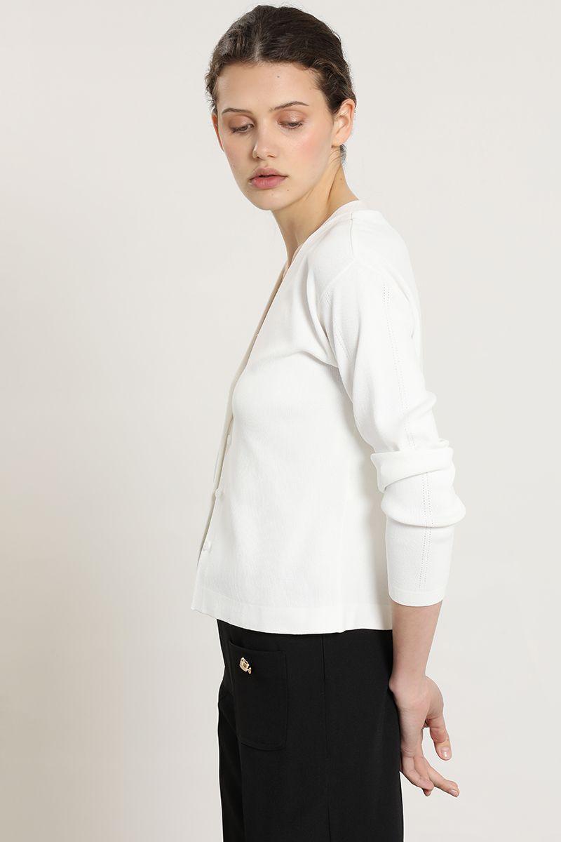 Cardigan basico punto, crudo Liola-2