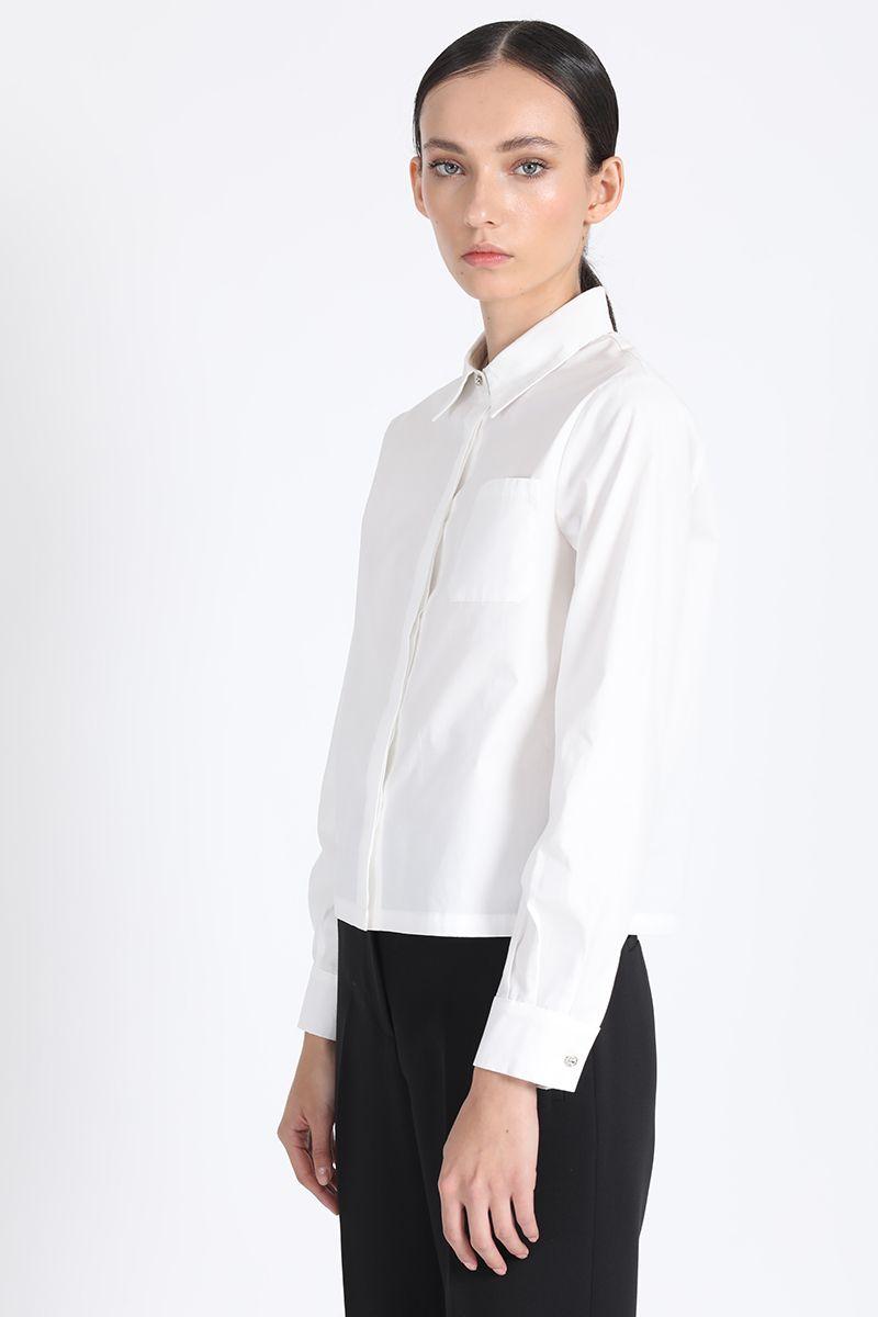 Camisa Poplin Cuello Strass, Blanco Liola-2