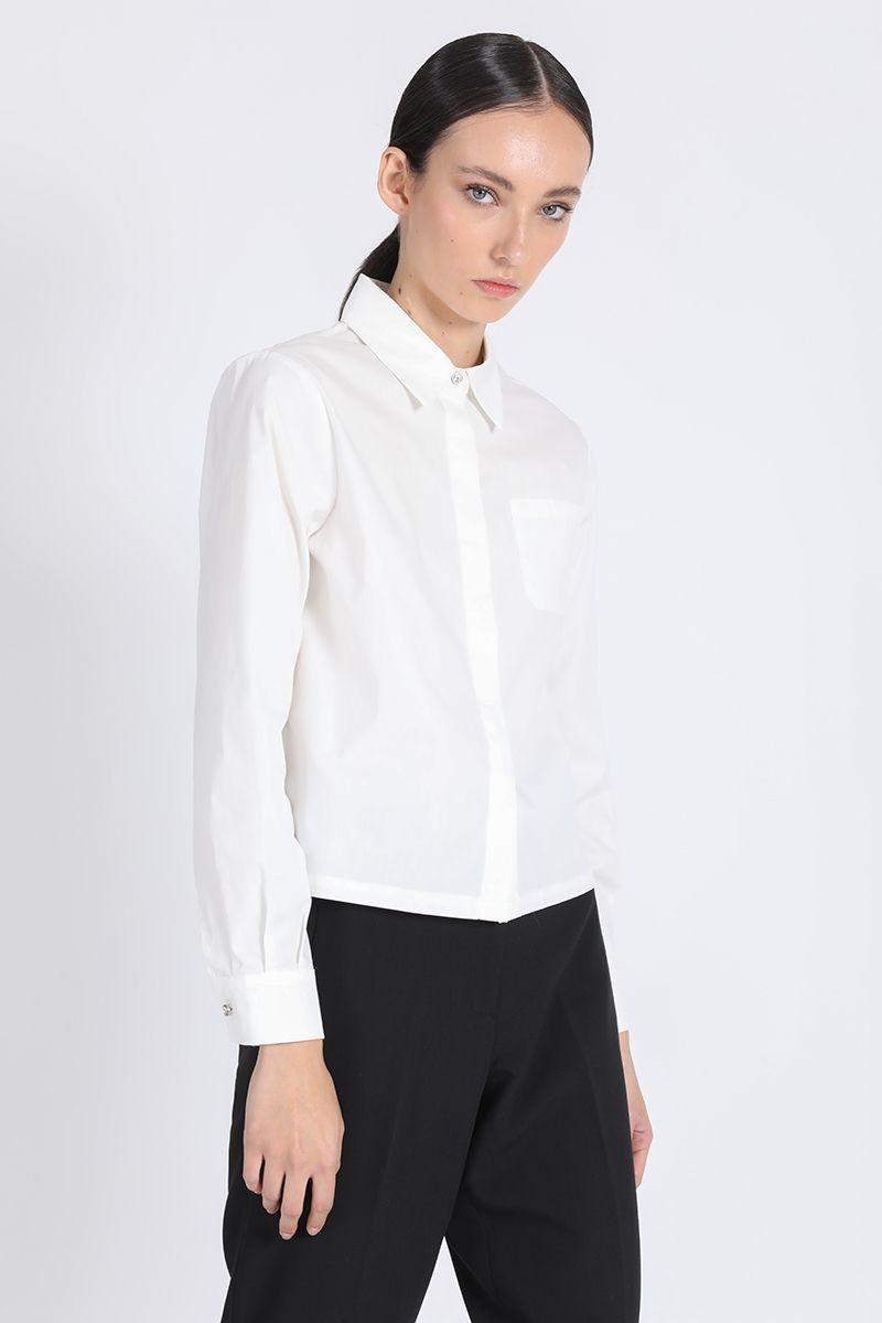 Camisa Poplin Cuello Strass, Blanco Liola-3