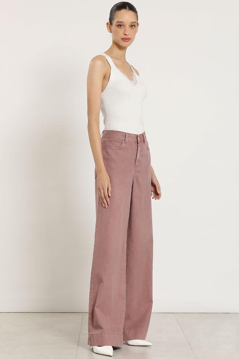 Pantalon palazzo lyocell lino, rubor Liola-1