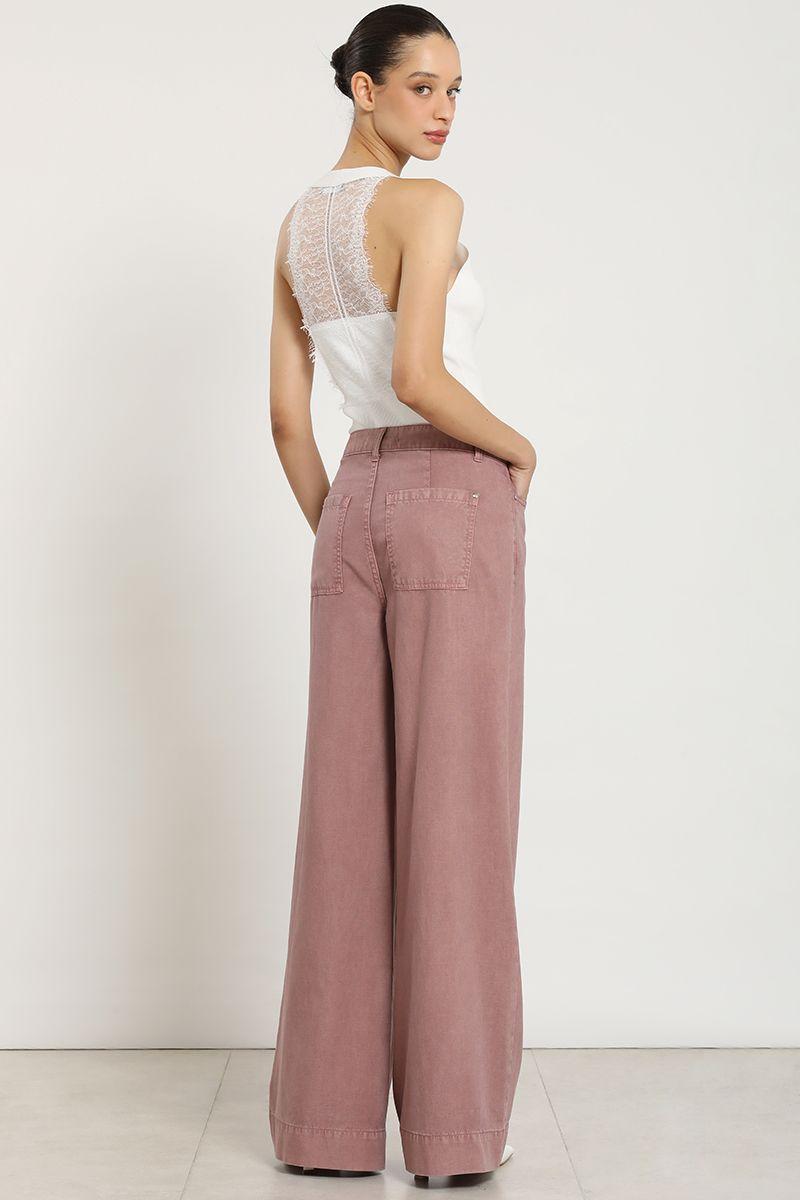 Pantalon palazzo lyocell lino, rubor Liola-2