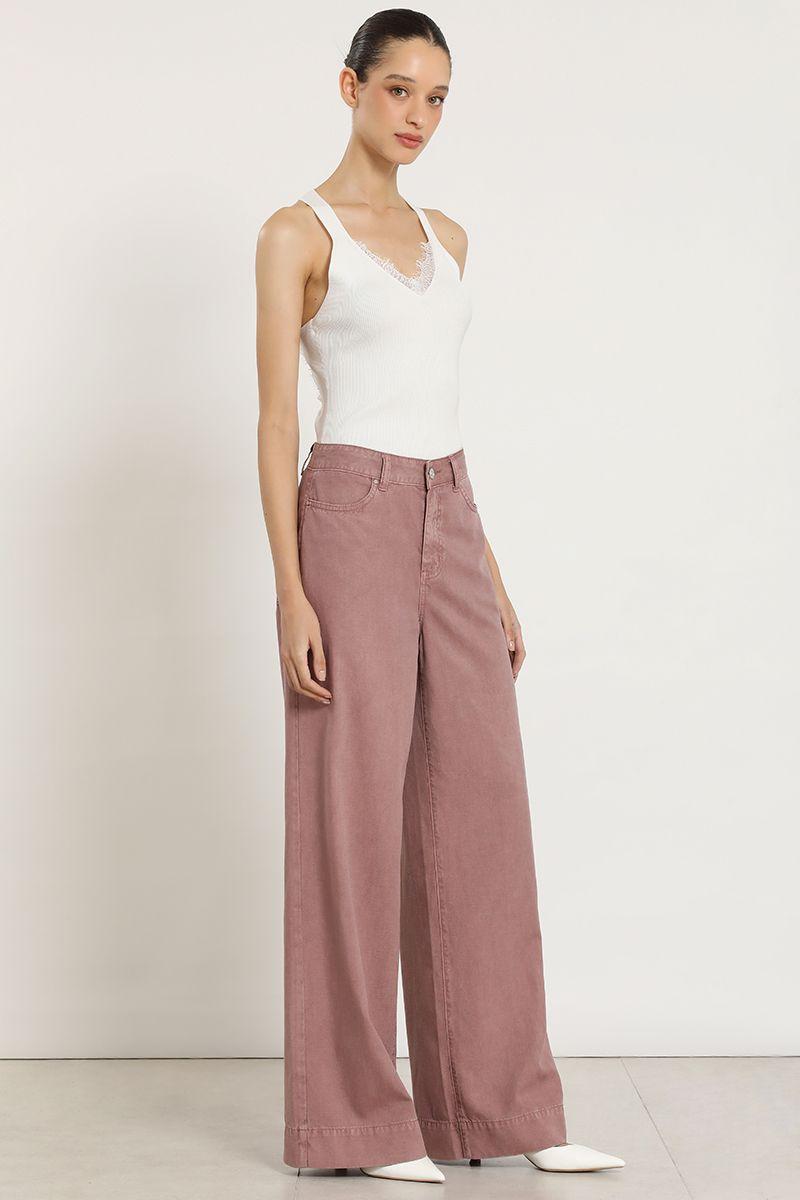 Pantalon palazzo lyocell lino, rubor Liola-4