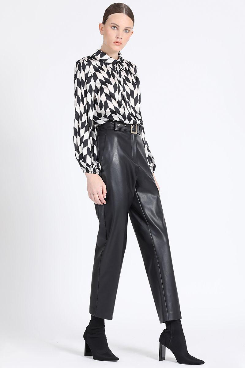 Blusa Camisera Estampado Contraste Crudo Liola-1