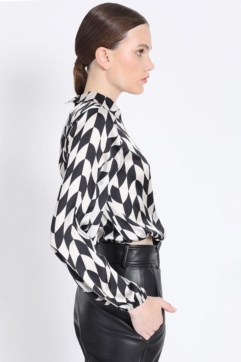 Blusa Camisera Estampado Contraste Crudo Liola-4