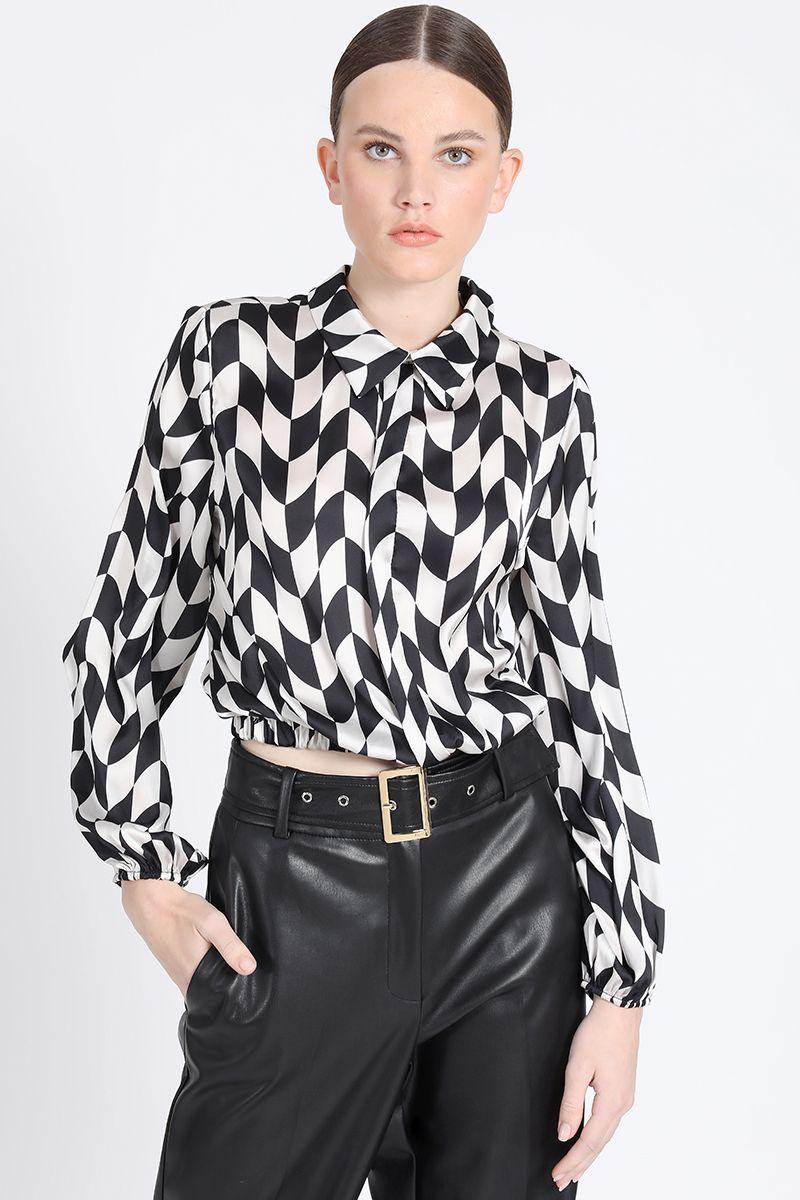 Blusa Camisera Estampado Contraste Crudo Liola-5