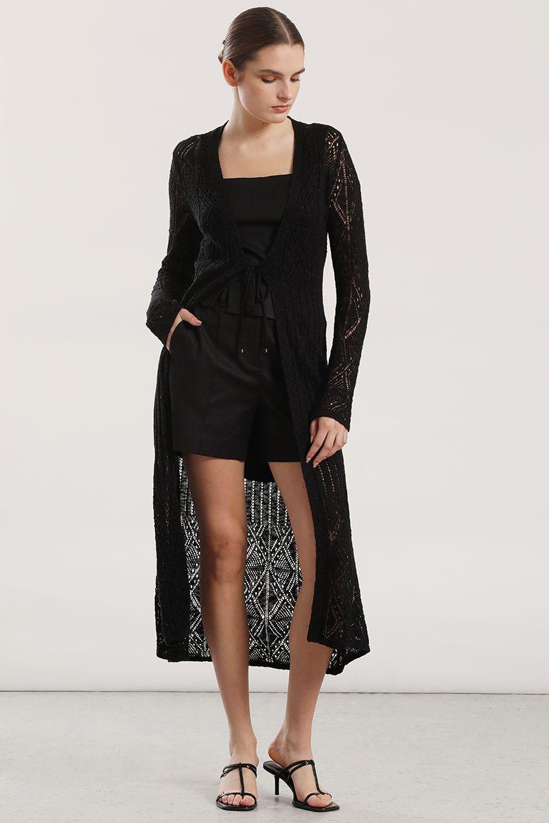 Tapado midi tejido mujer Liola negro-0