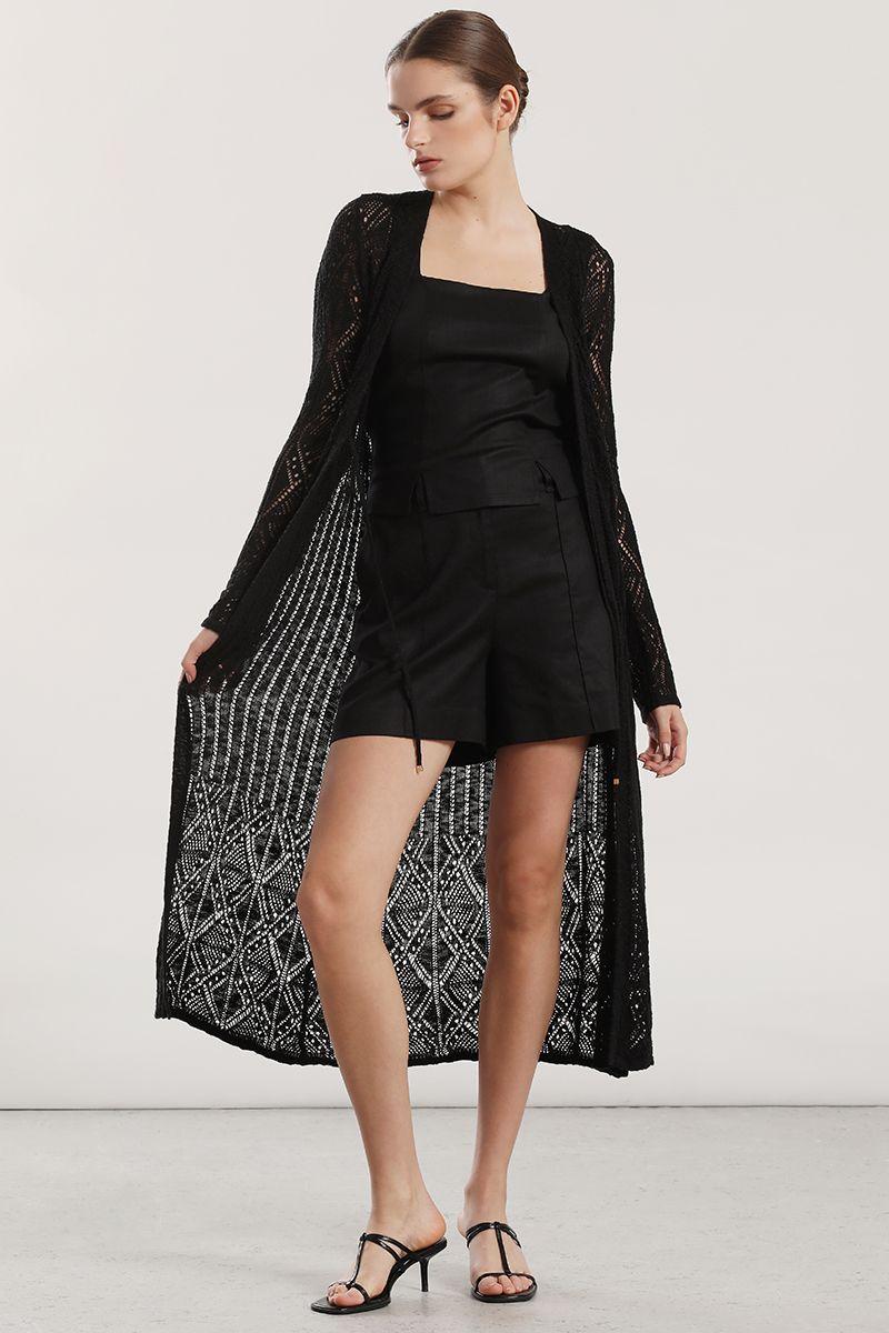 Tapado midi tejido mujer Liola negro-2