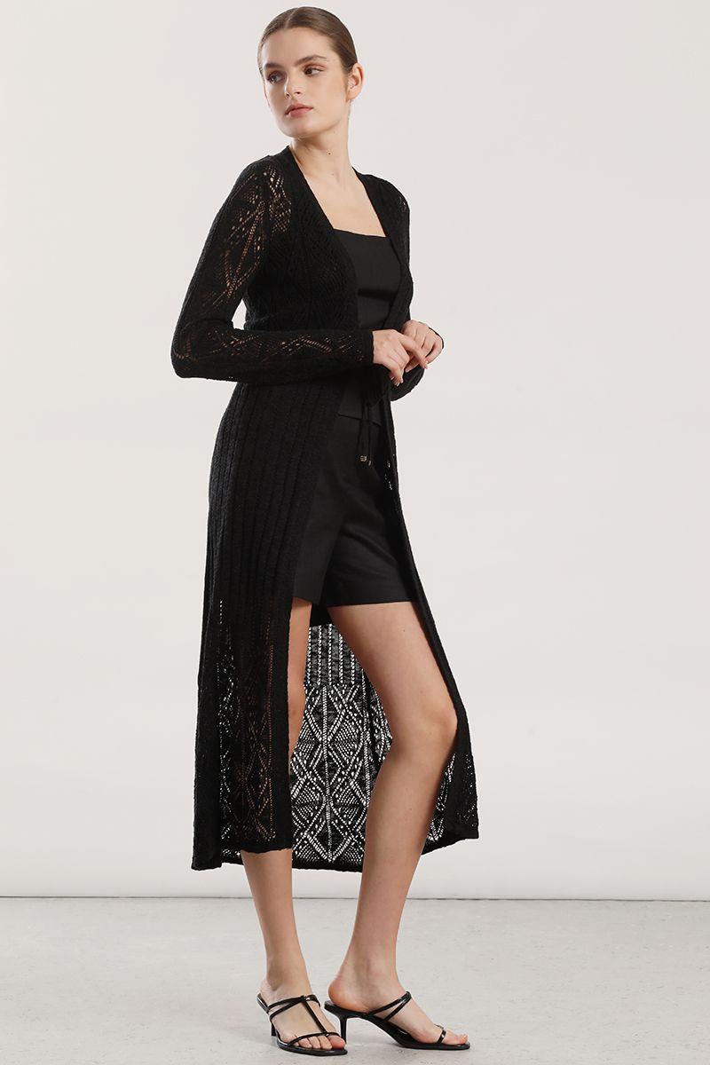 Tapado midi tejido mujer Liola negro-4