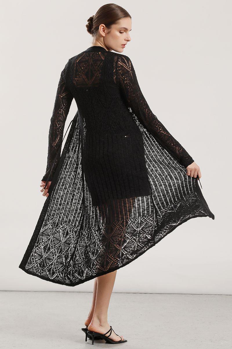 Tapado midi tejido mujer Liola negro-5