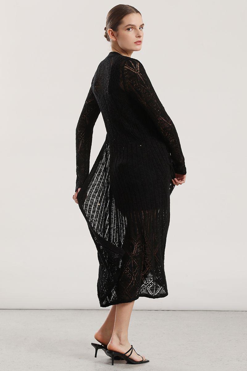 Tapado midi tejido mujer Liola negro-6