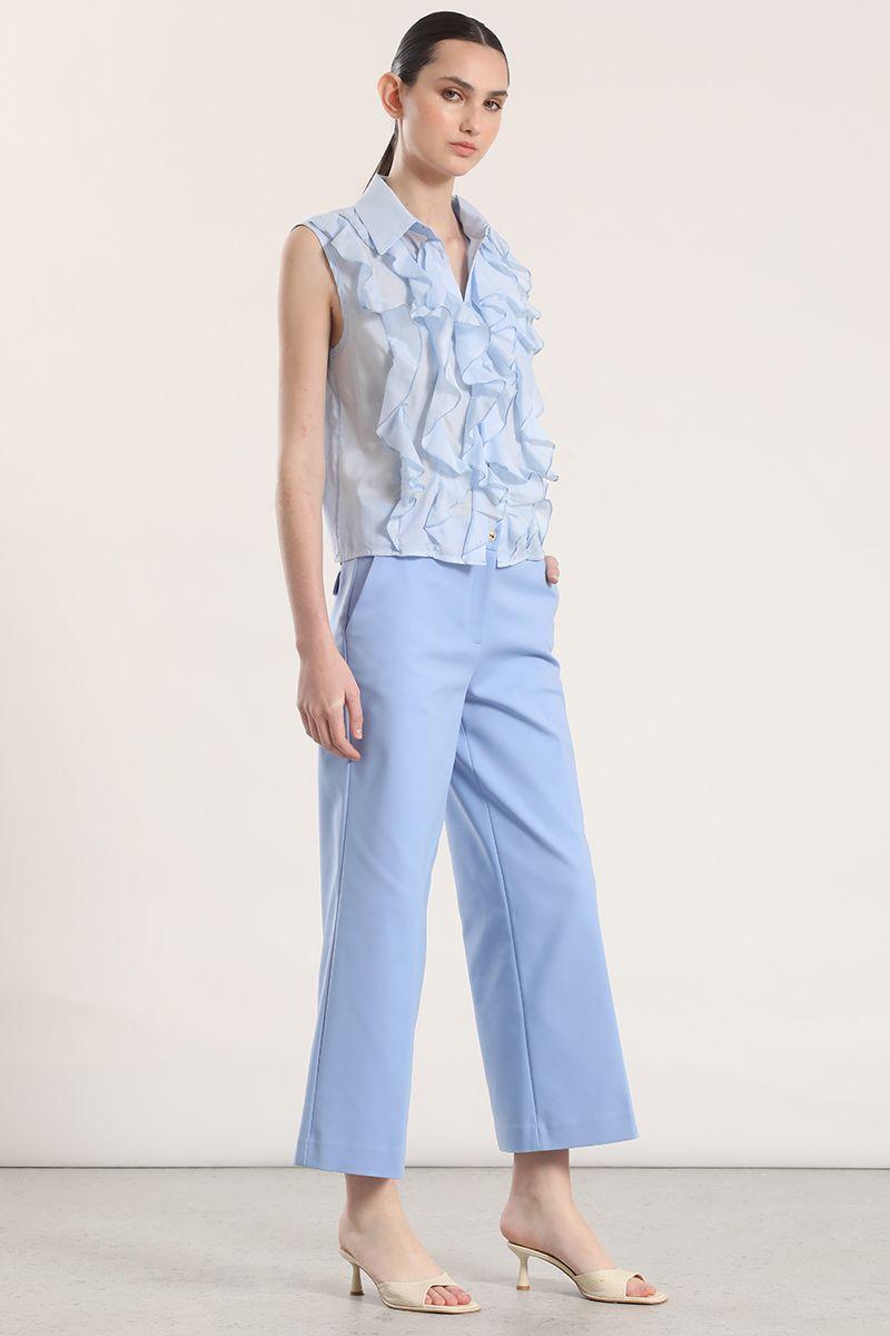 Pantalón ancho cropped liola mujer celeste-3