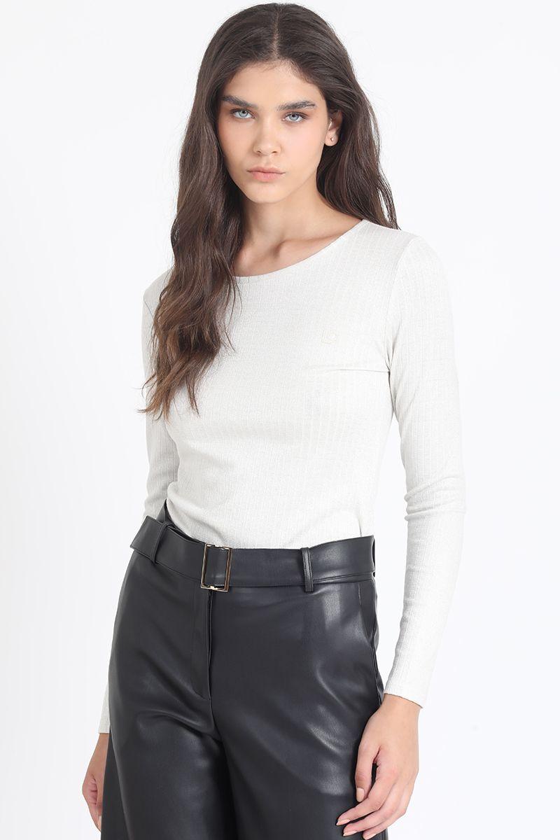 Polera Basica Mix Folia, Beige Liola-0
