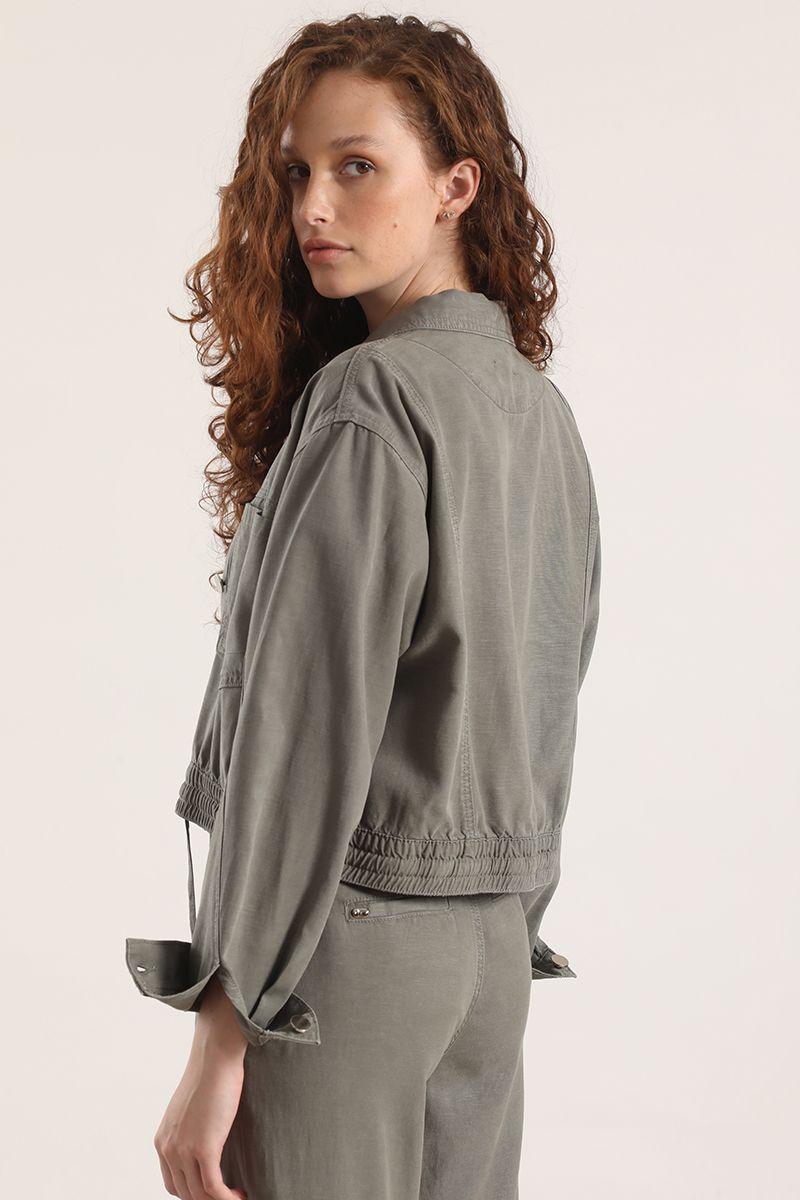 Cazadora lino liola mujer militar-5