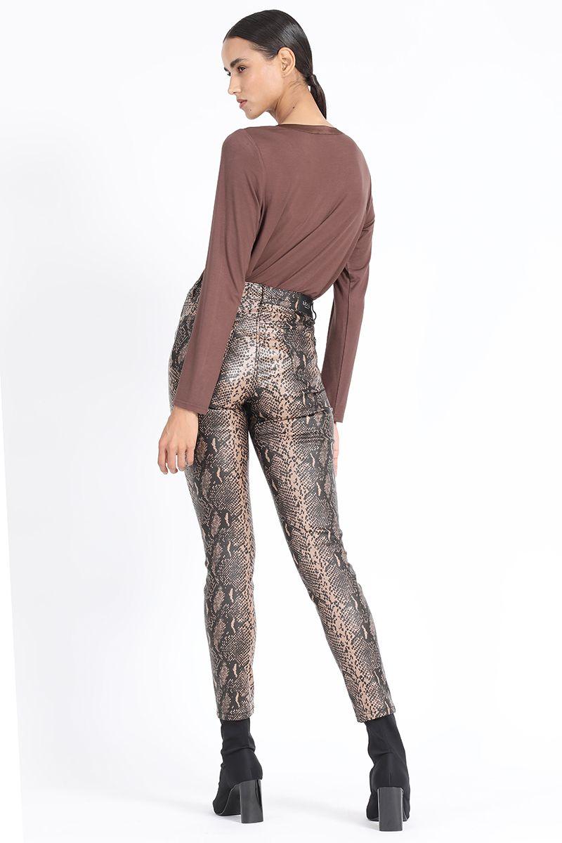 Pantalon Skinny, Coating Piton Negro Liola-3