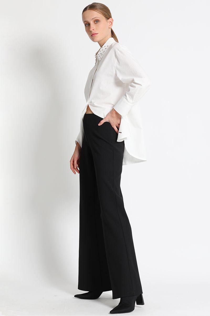 Pantalón Flare Liso Negro Liola-1