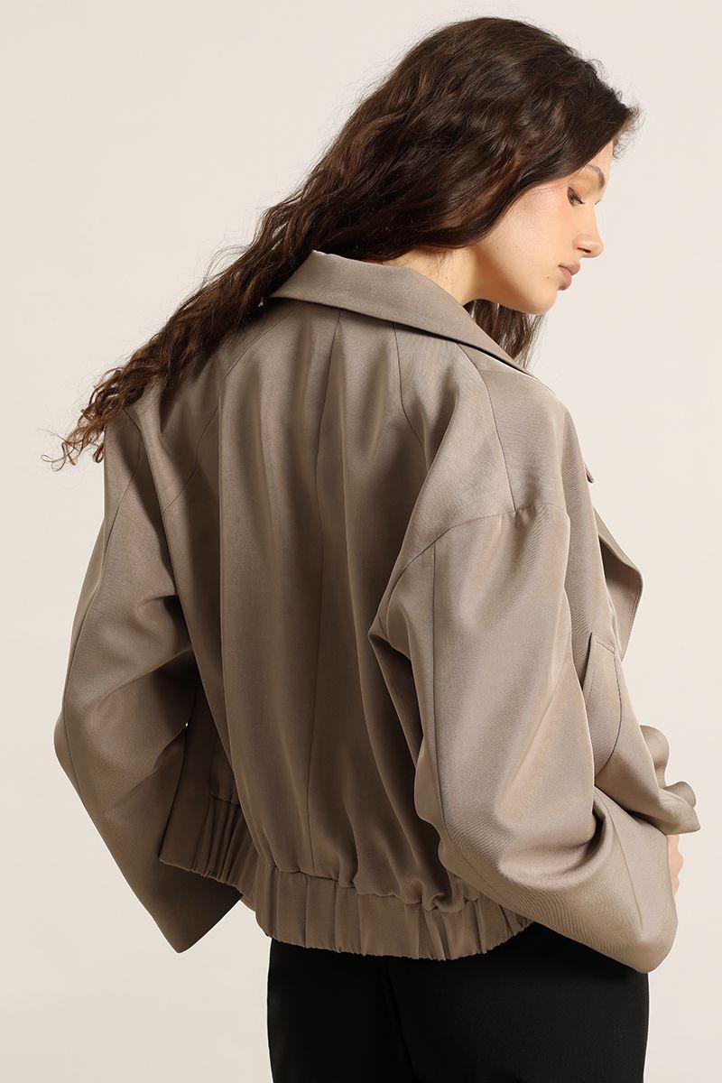 Chaqueta bomber, cruzada, beige Liola-6