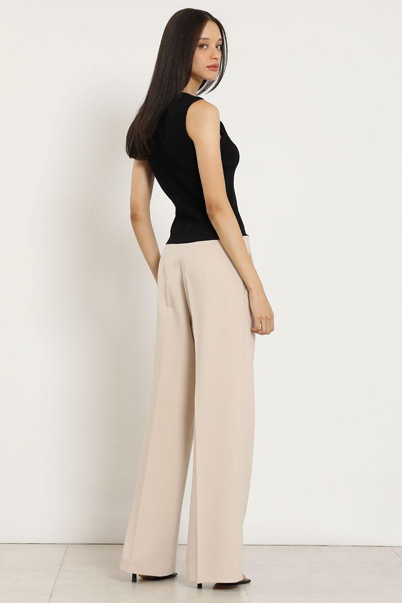 Pantalon ancho, tiro alto, beige Liola-4