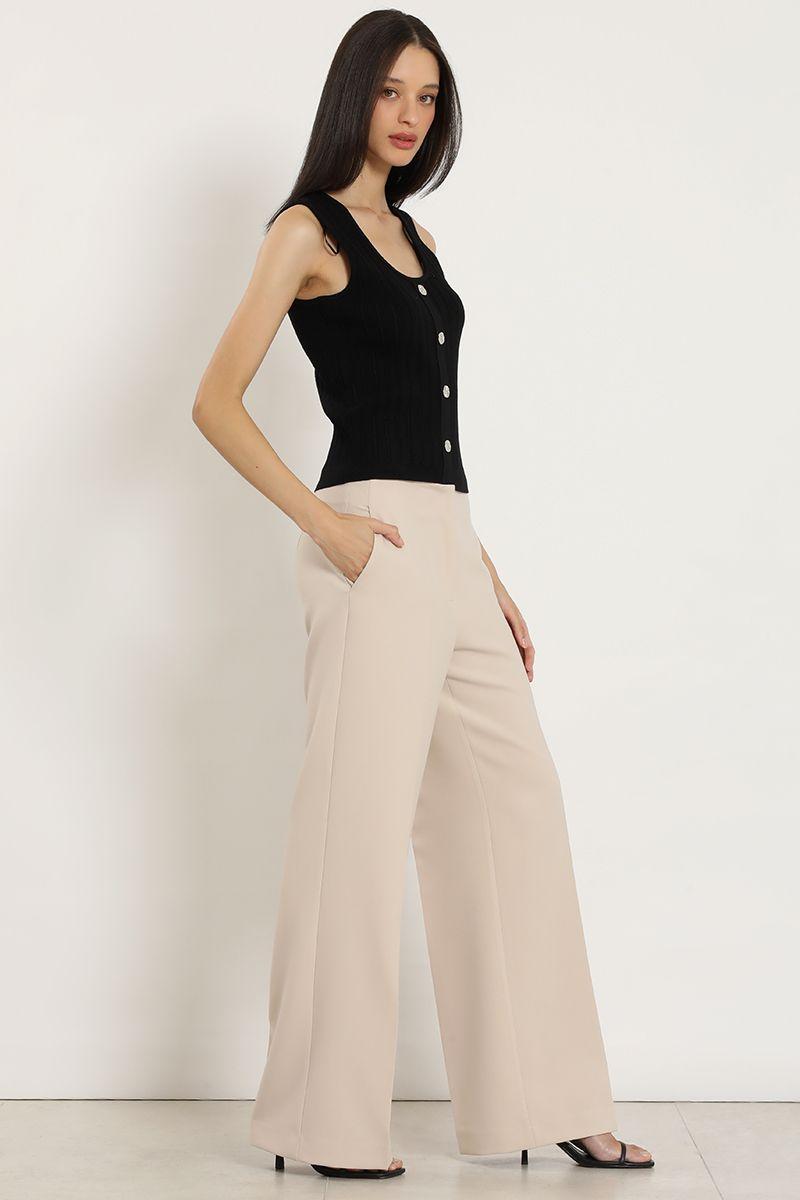 Pantalon ancho, tiro alto, beige Liola-6