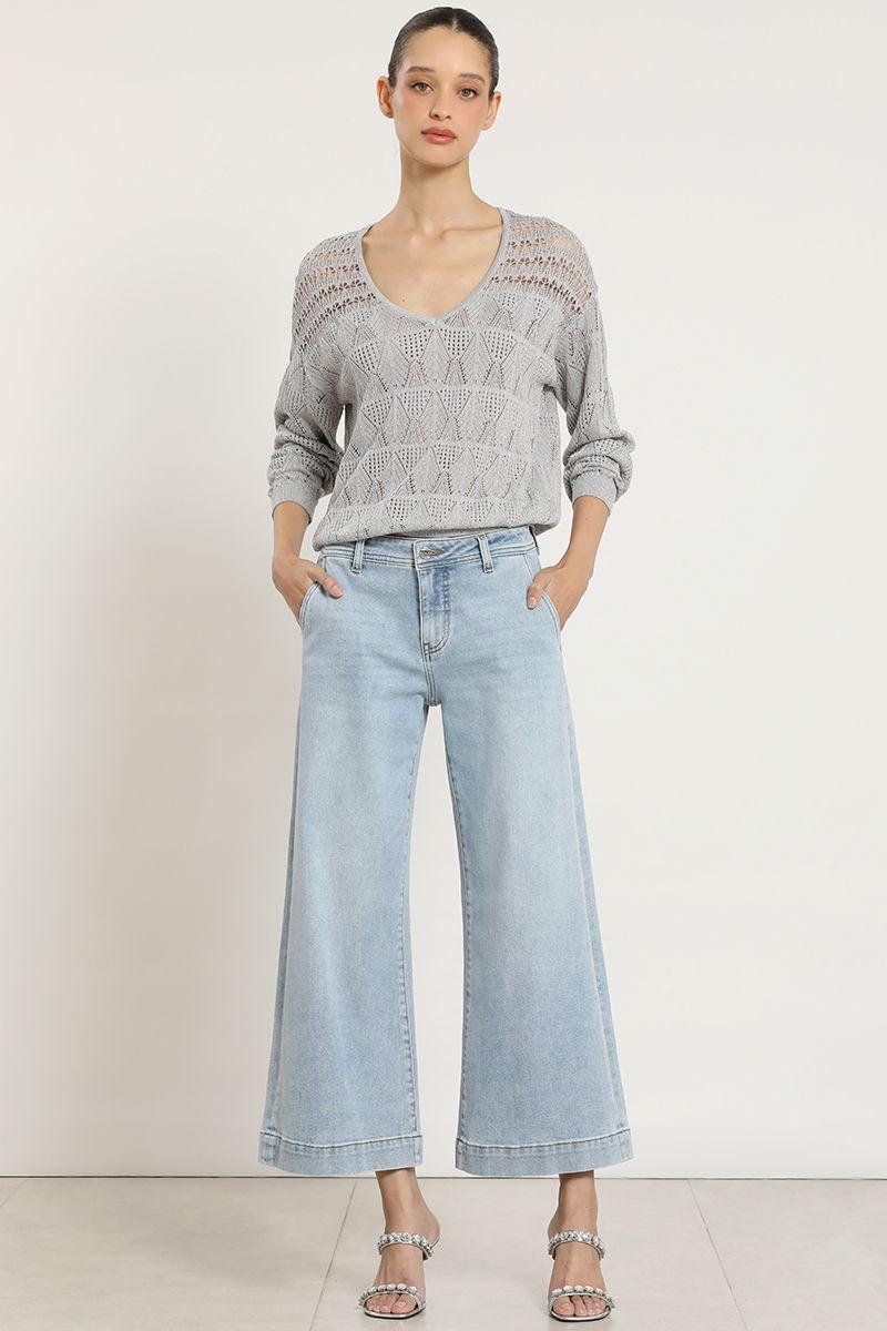 Jeans wide leng, tiro alto, celeste Liola-0