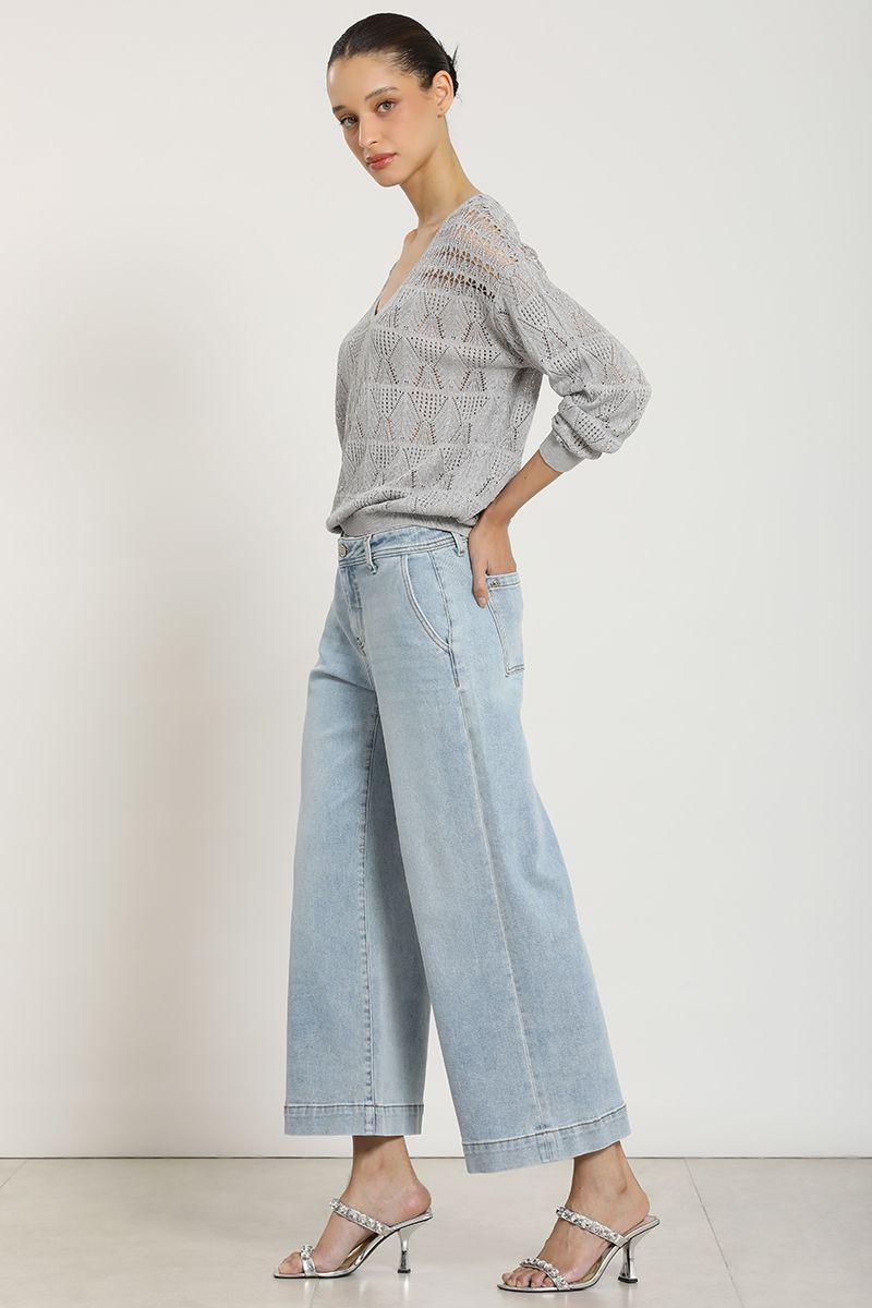 Jeans wide leng, tiro alto, celeste Liola-1