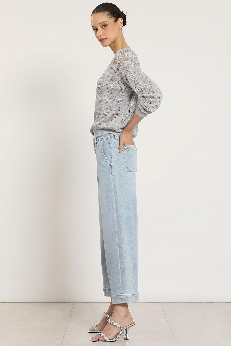 Jeans wide leng, tiro alto, celeste Liola-2