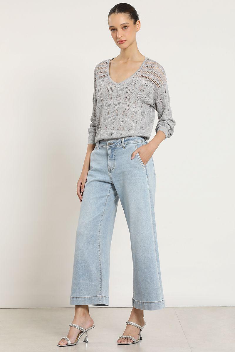 Jeans wide leng, tiro alto, celeste Liola-3
