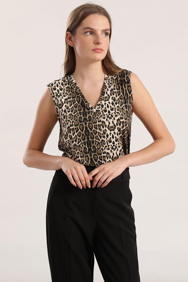 Top estampado animal mujer Liola negro-0