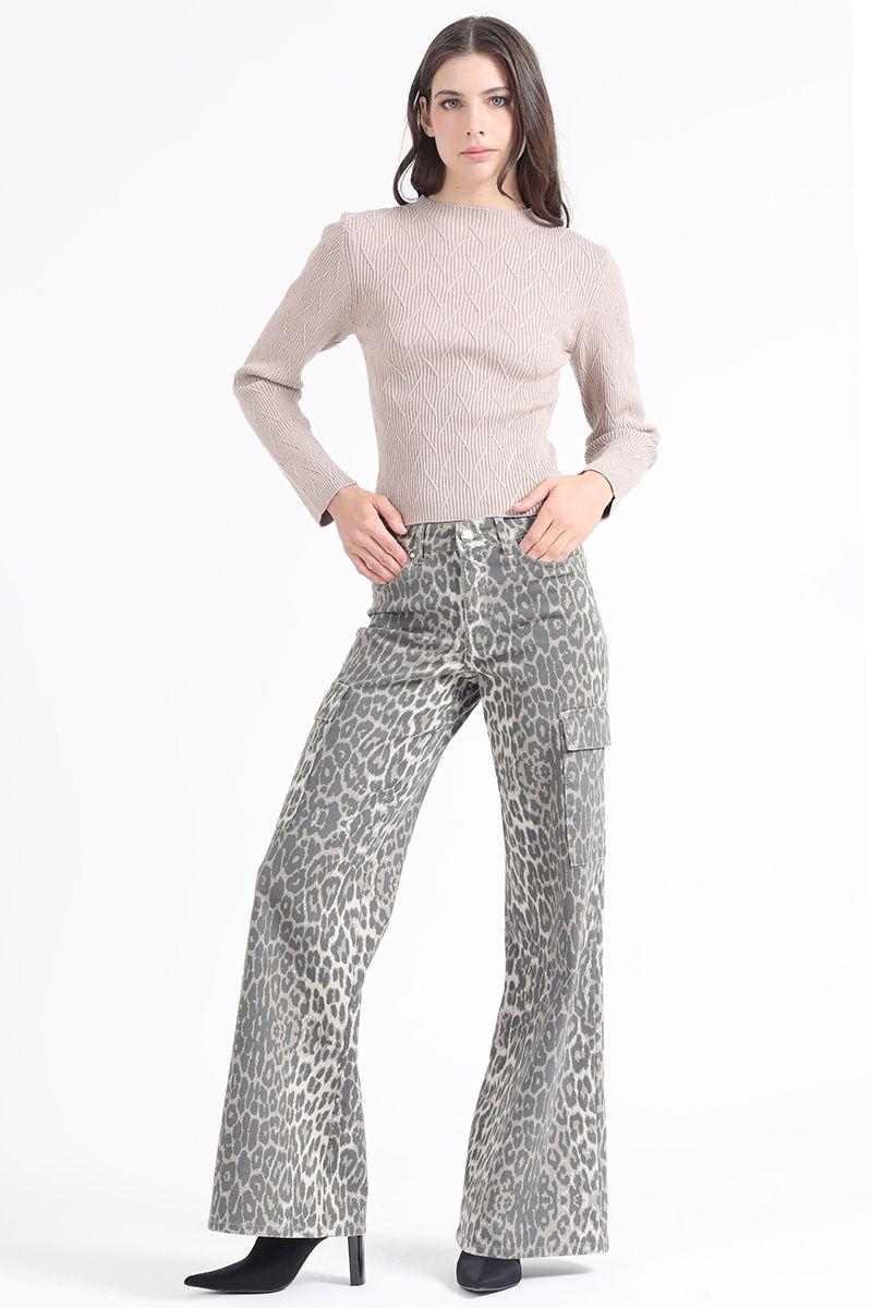 Sweater Tejido Punto Fantasia, Beige Liola-2