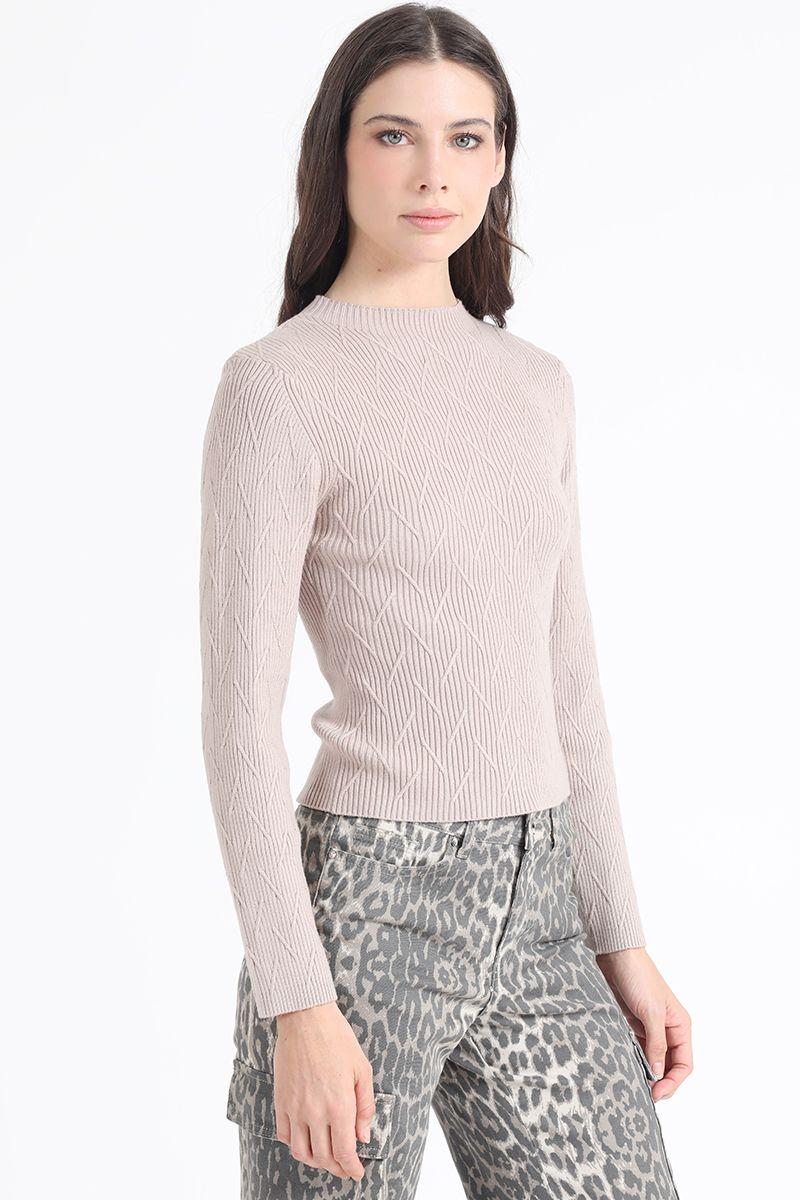 Sweater Tejido Punto Fantasia, Beige Liola-4