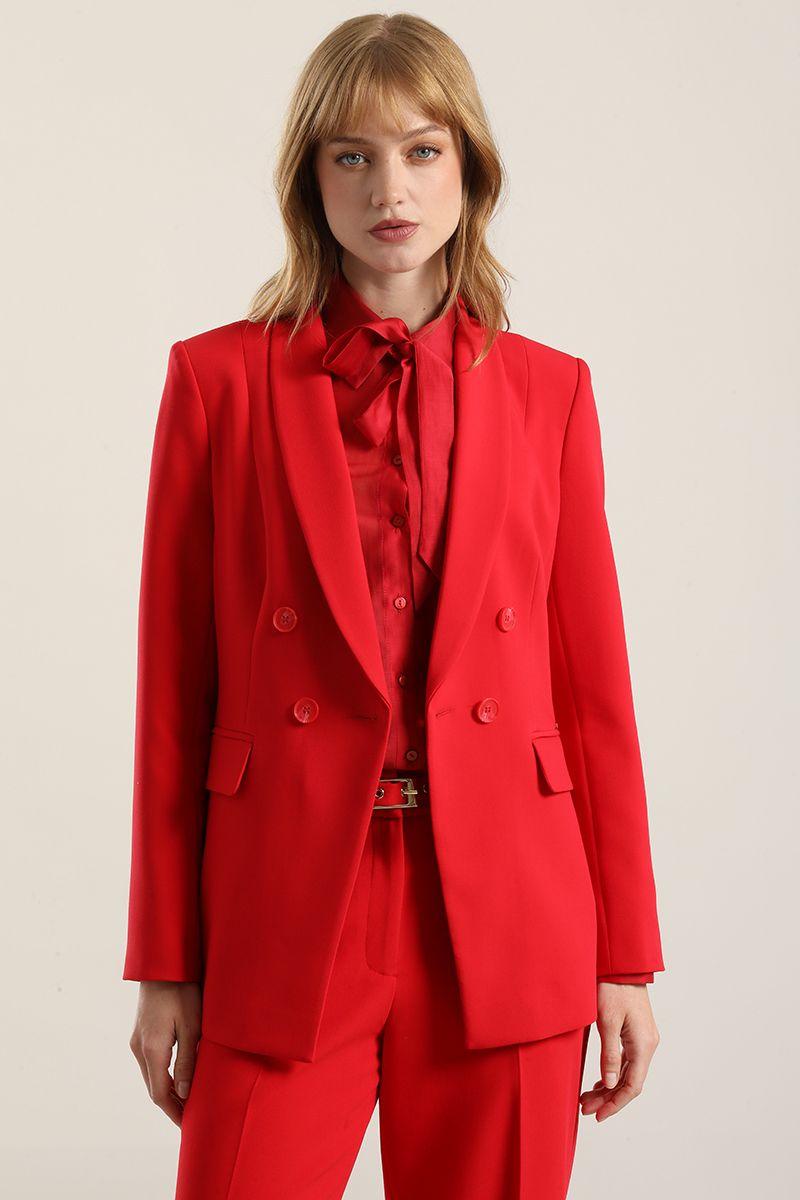Blazer entallado, cuello smoking, rojo Liola-1
