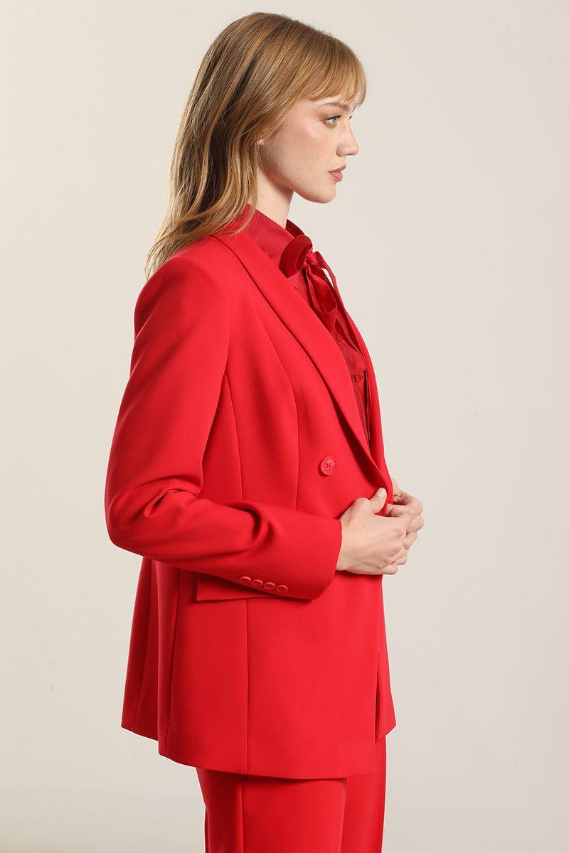 Blazer entallado, cuello smoking, rojo Liola-2