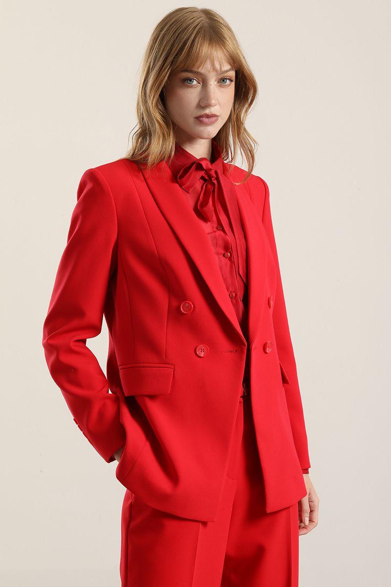 Blazer entallado, cuello smoking, rojo Liola-3