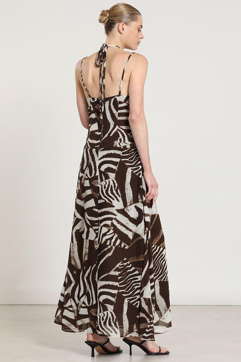Vestido maxi estampado, cafe Liola-2