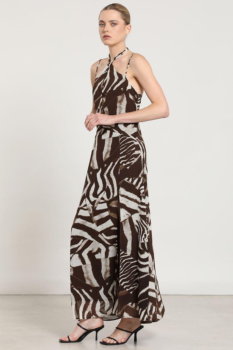 Vestido maxi estampado, cafe Liola-4